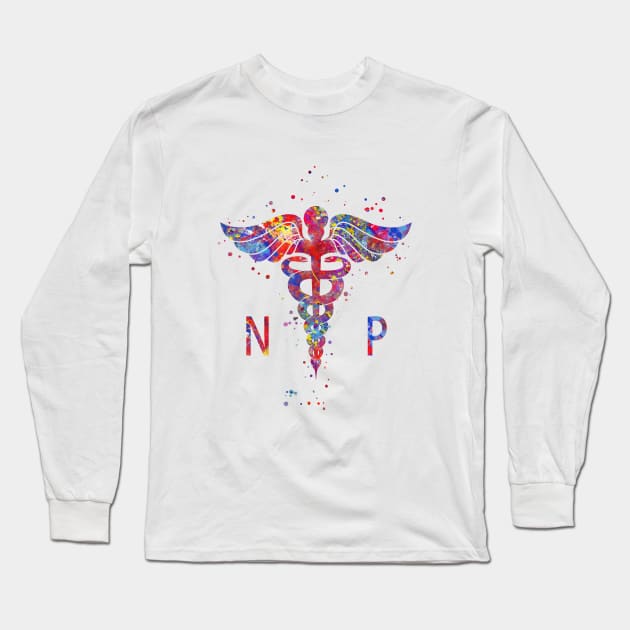 Nurse practitioner caduceus Long Sleeve T-Shirt by RosaliArt